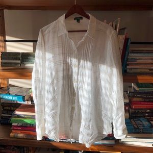 Ralph Lauren Jeans Textured White Button Down XL